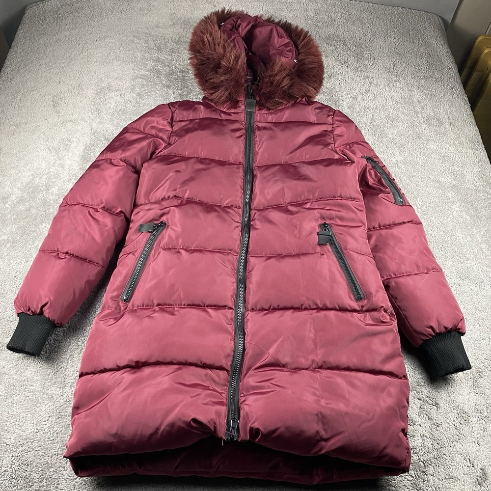 Yachu Disney Puffy Jacket Hood Womens Small‎ Red Long Sleeve